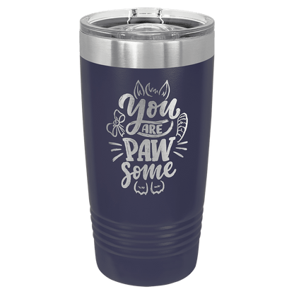 Personalized 20 oz. stainless steel ringneck tumbler with slider lid and custom engraved name or message