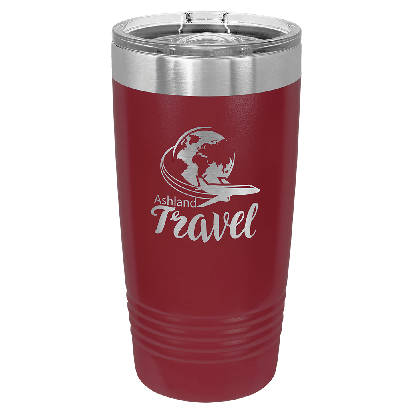 Personalized 20 oz. stainless steel ringneck tumbler with slider lid and custom engraved name or message