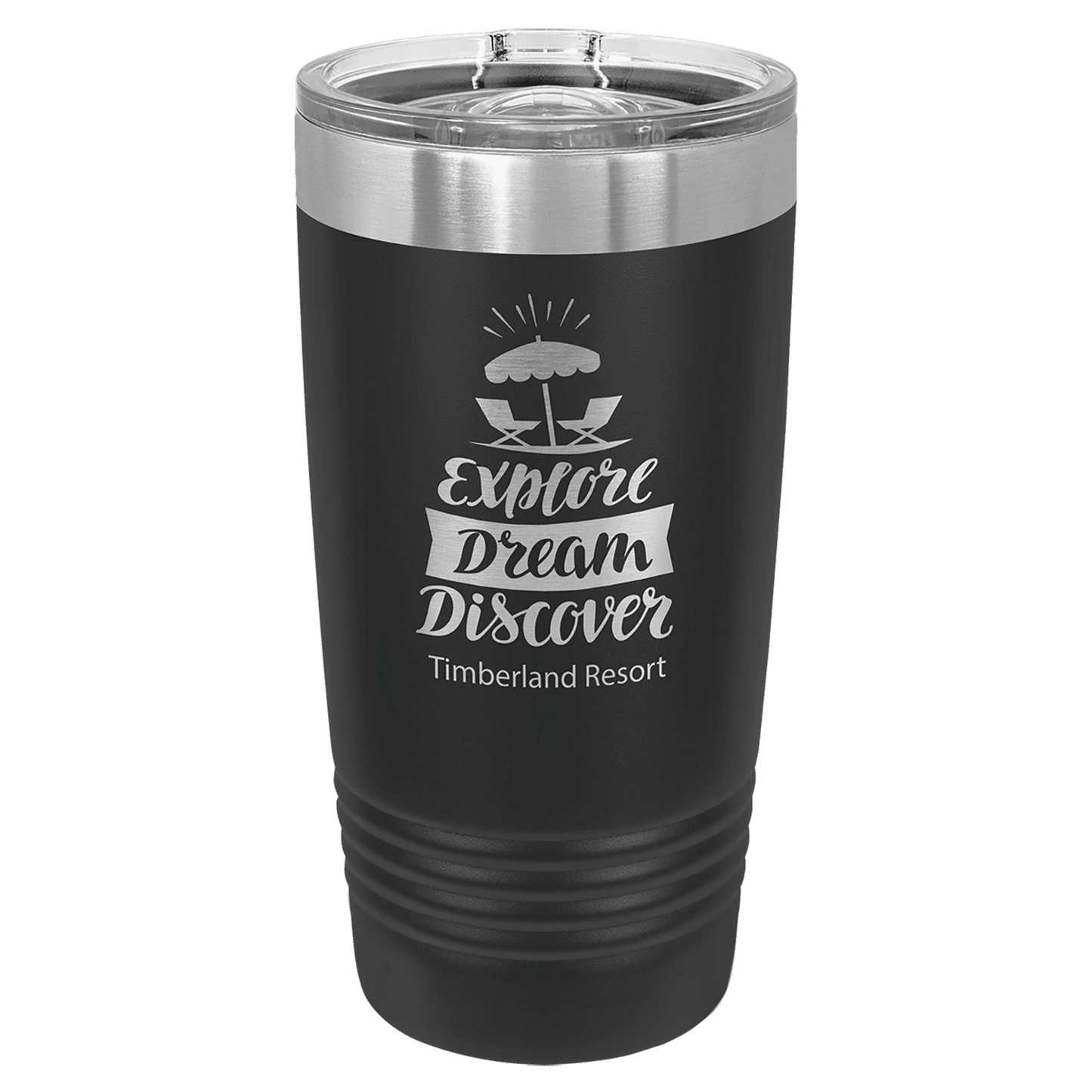Personalized 20 oz. stainless steel ringneck tumbler with slider lid and custom engraved name or message