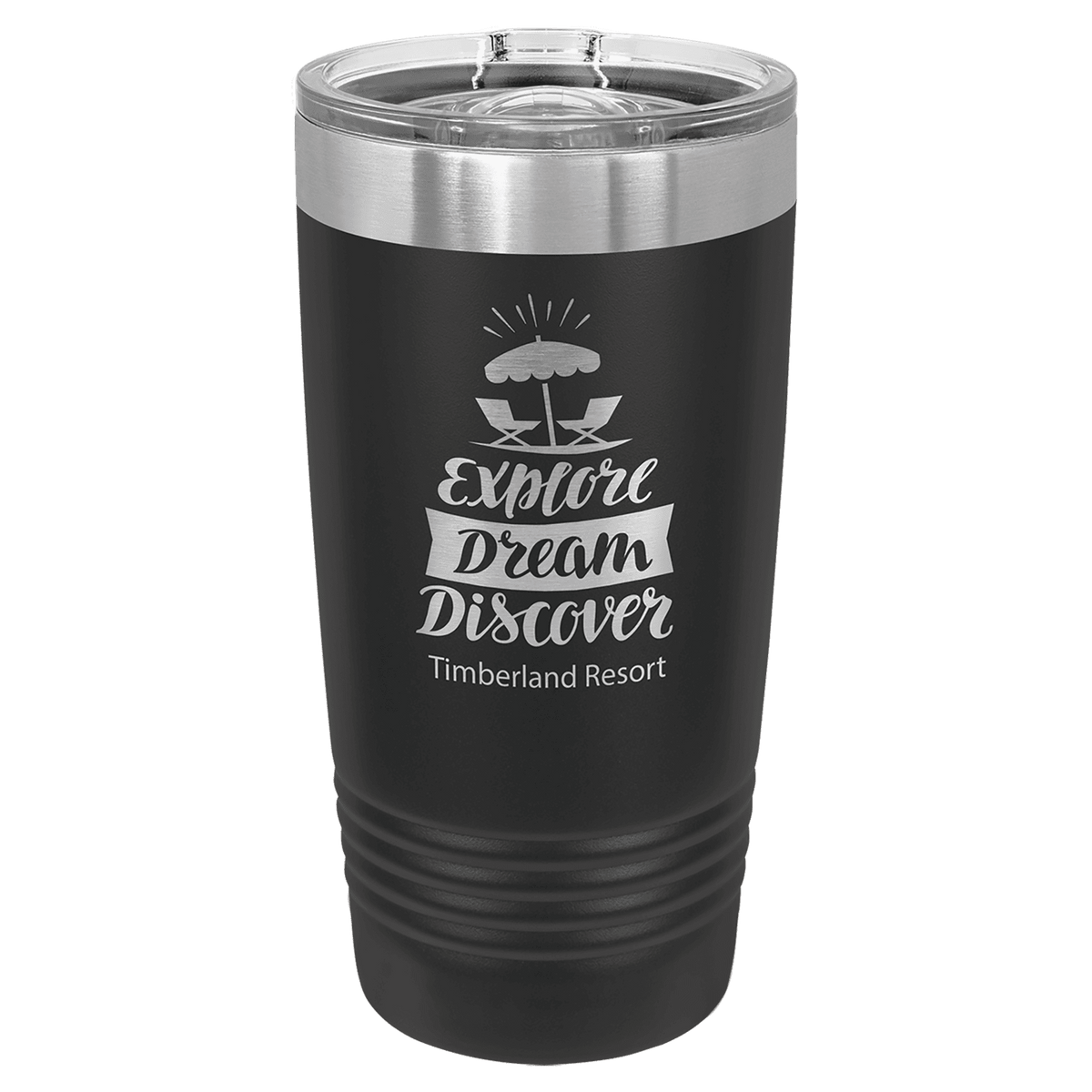 Personalized 20 oz. stainless steel ringneck tumbler with slider lid and custom engraved name or message