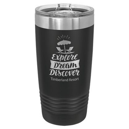 Personalized 20 oz. stainless steel ringneck tumbler with slider lid and custom engraved name or message