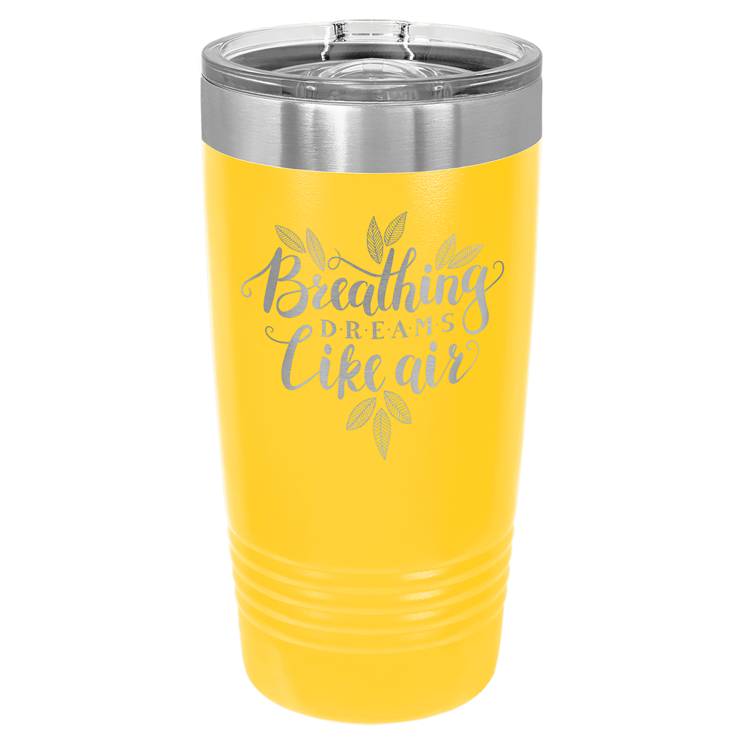 Personalized 20 oz. stainless steel ringneck tumbler with slider lid and custom engraved name or message