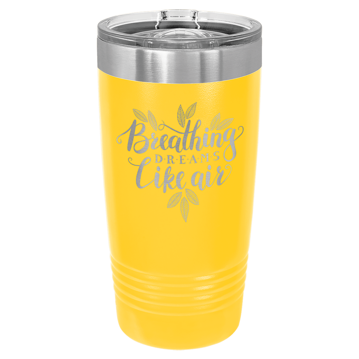 Personalized 20 oz. stainless steel ringneck tumbler with slider lid and custom engraved name or message