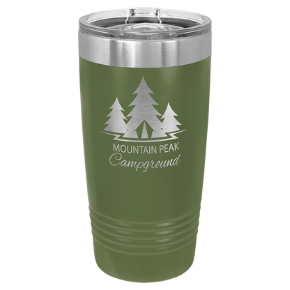 Personalized 20 oz. stainless steel ringneck tumbler with slider lid and custom engraved name or message