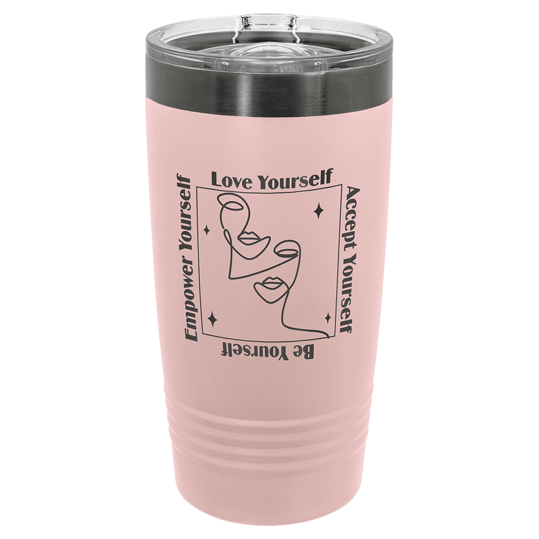 Personalized 20 oz. Ghost Black tumbler with slider lid and custom engraved name or initials