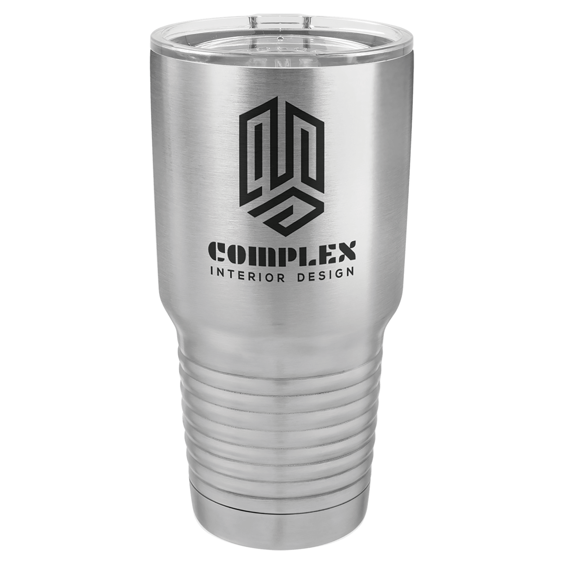 Personalized 30 oz. stainless steel ringneck tumbler with logo lid and custom engraved name or design