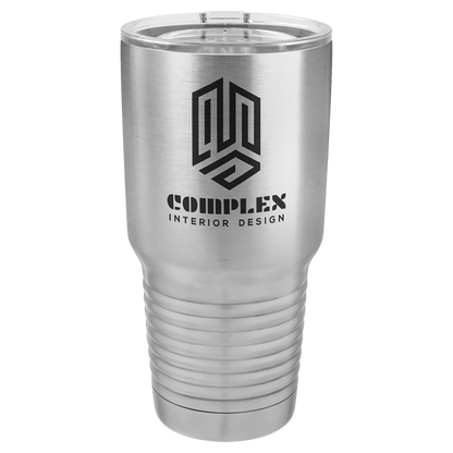 Personalized 30 oz. stainless steel ringneck tumbler with logo lid and custom engraved name or design