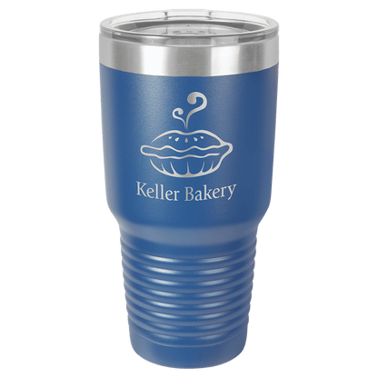 Personalized 30 oz. stainless steel ringneck tumbler with logo lid and custom engraved name or design