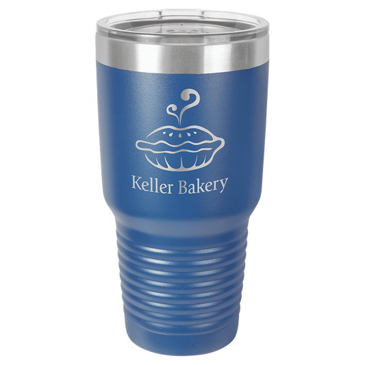 Personalized 30 oz. stainless steel ringneck tumbler with logo lid and custom engraved name or design