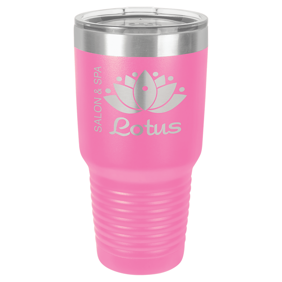 Personalized 30 oz. stainless steel ringneck tumbler with logo lid and custom engraved name or design