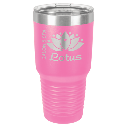 Personalized 30 oz. stainless steel ringneck tumbler with logo lid and custom engraved name or design