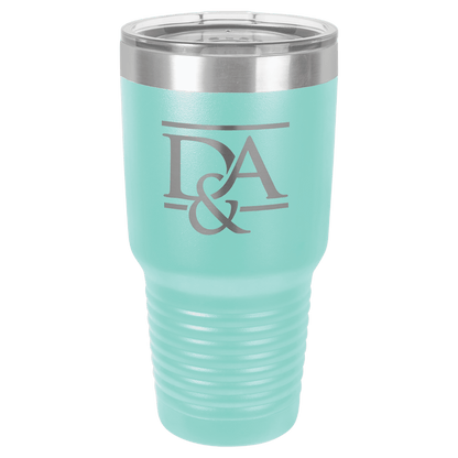 Personalized 30 oz. stainless steel ringneck tumbler with logo lid and custom engraved name or design