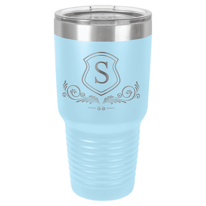 Personalized 30 oz. stainless steel ringneck tumbler with logo lid and custom engraved name or design
