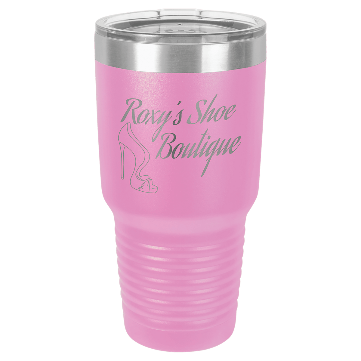 Personalized 30 oz. stainless steel ringneck tumbler with logo lid and custom engraved name or design