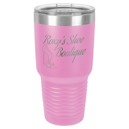 Personalized 30 oz. stainless steel ringneck tumbler with logo lid and custom engraved name or design