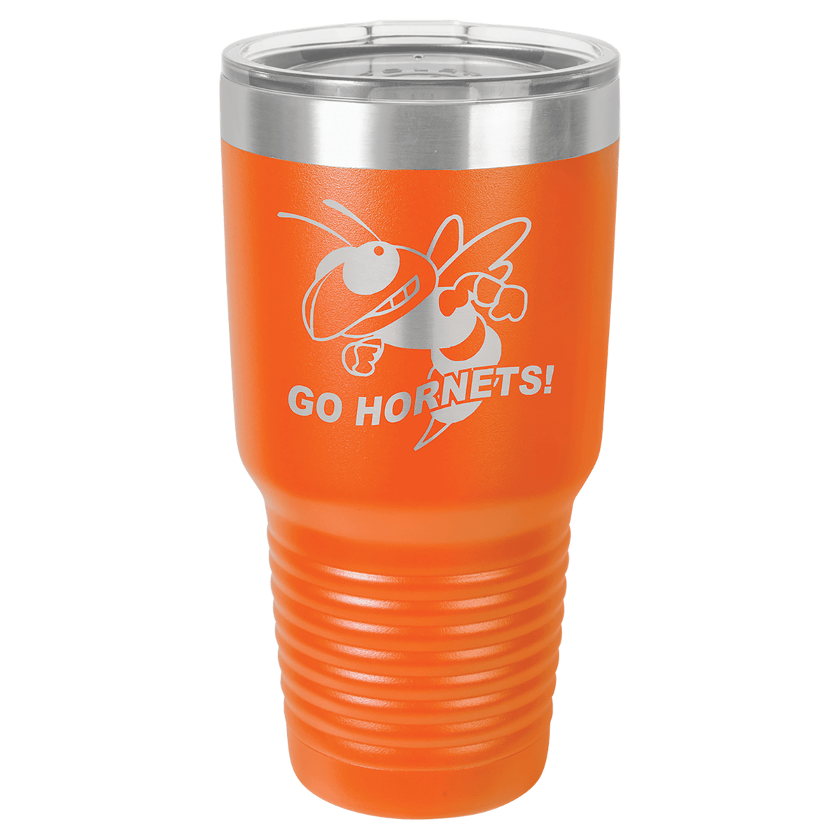Personalized 30 oz. stainless steel ringneck tumbler with logo lid and custom engraved name or design