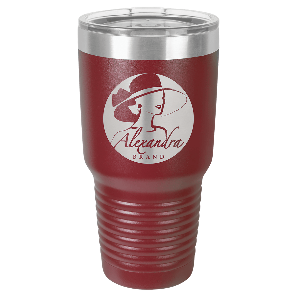 Personalized 30 oz. stainless steel ringneck tumbler with logo lid and custom engraved name or design
