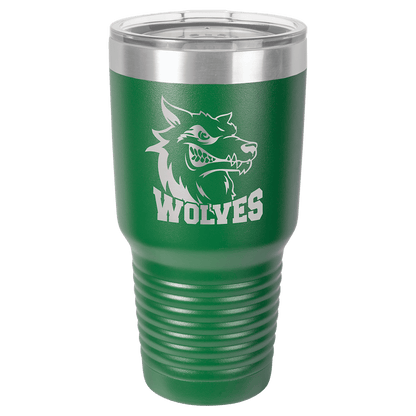 Personalized 30 oz. stainless steel ringneck tumbler with logo lid and custom engraved name or design
