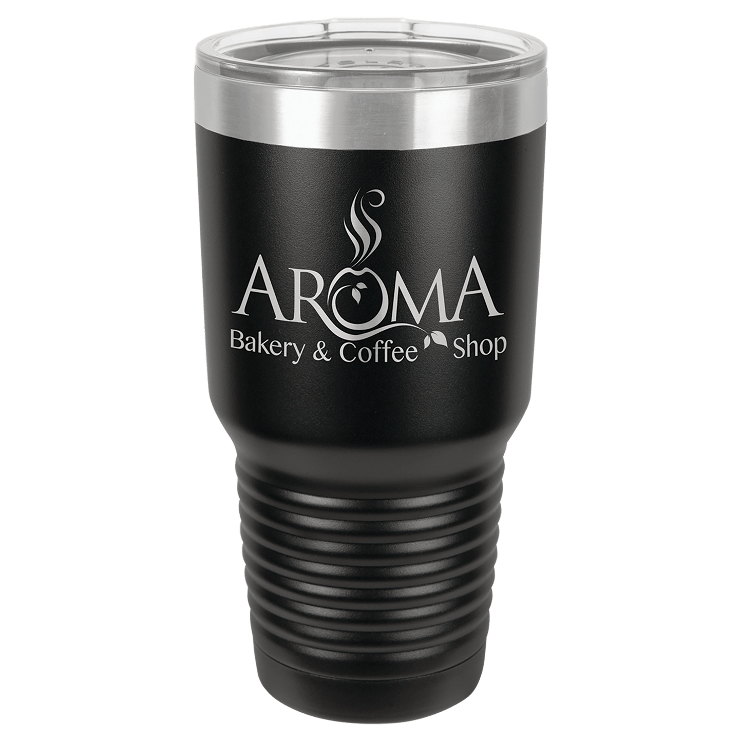 Personalized 30 oz. stainless steel ringneck tumbler with logo lid and custom engraved name or design