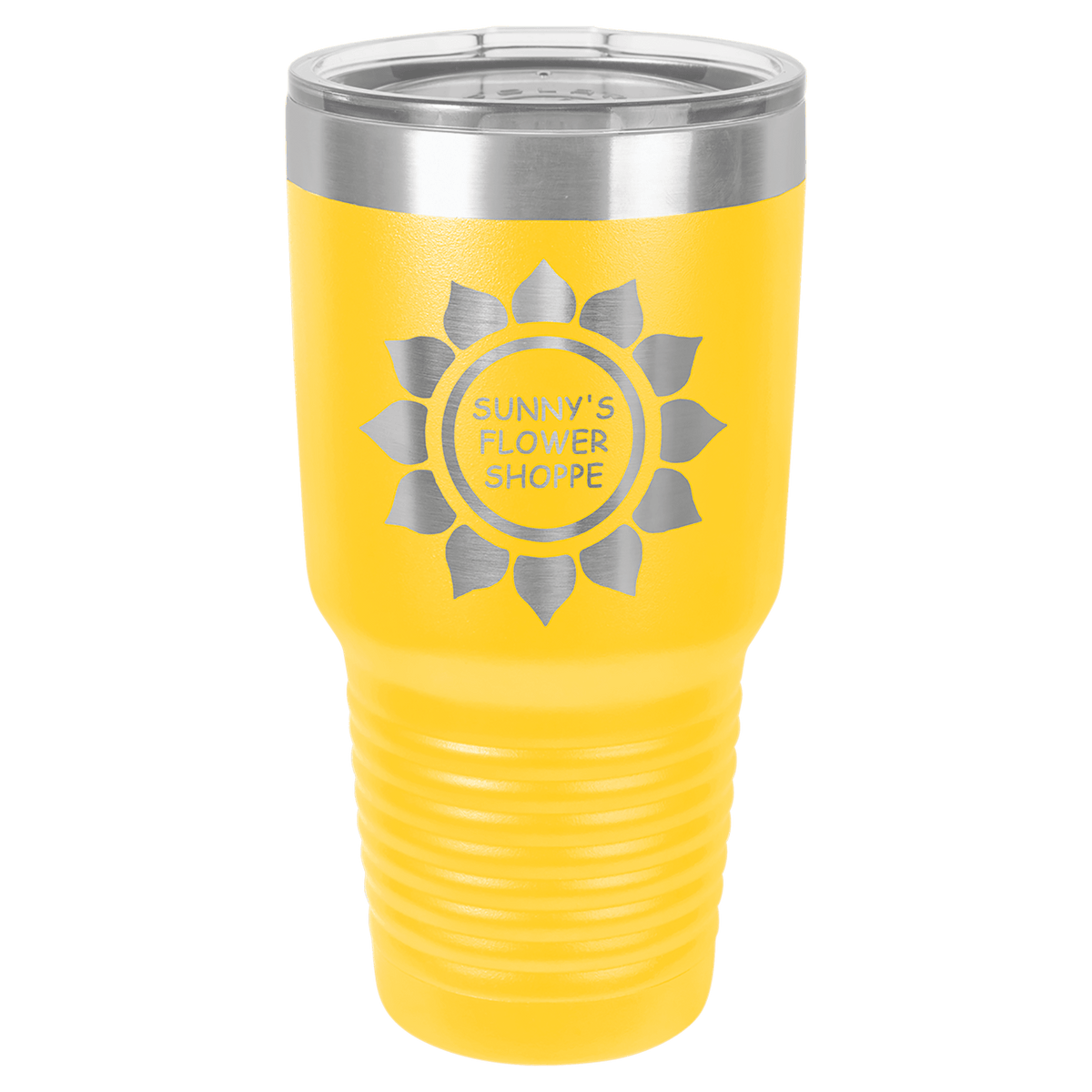 Personalized 30 oz. stainless steel ringneck tumbler with logo lid and custom engraved name or design