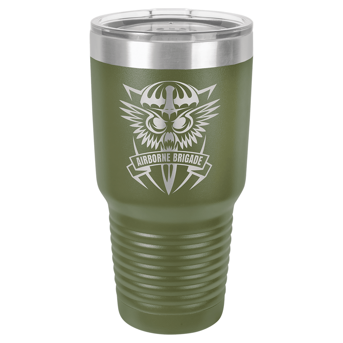 Personalized 30 oz. stainless steel ringneck tumbler with logo lid and custom engraved name or design