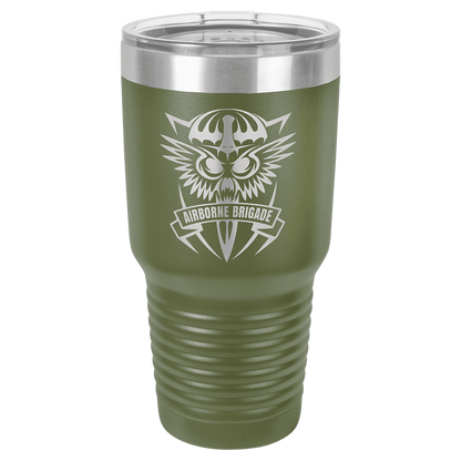 Personalized 30 oz. stainless steel ringneck tumbler with logo lid and custom engraved name or design