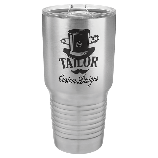 Personalized 30 oz. stainless steel ringneck tumbler with slider lid and custom engraved name