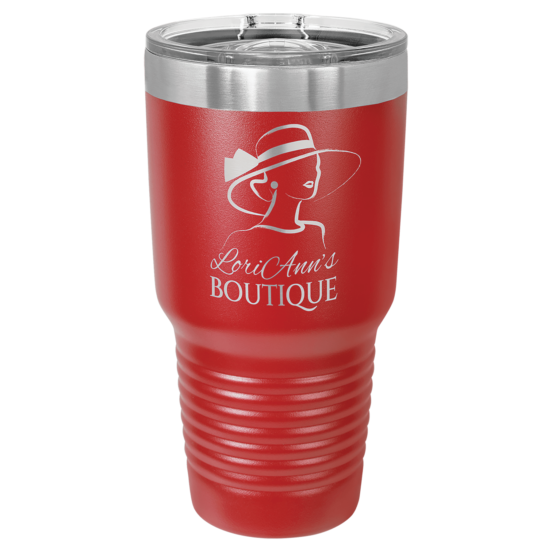 Personalized 30 oz. stainless steel ringneck tumbler with slider lid and custom engraved name or message