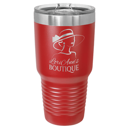 Personalized 30 oz. stainless steel ringneck tumbler with slider lid and custom engraved name or message