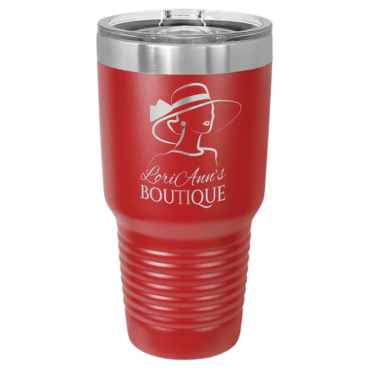 Personalized 30 oz. stainless steel ringneck tumbler with slider lid and custom engraved name or message