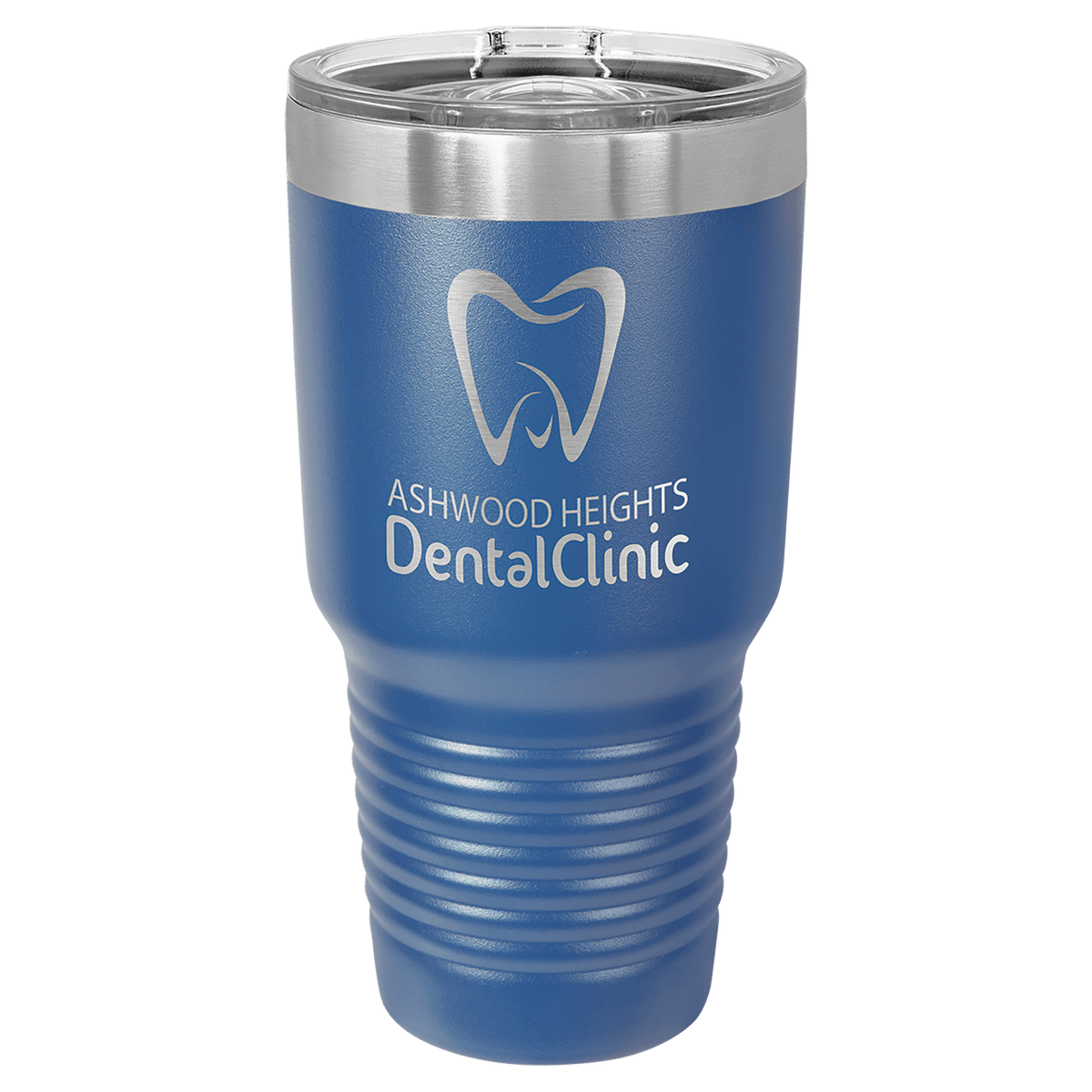 Personalized 30 oz. stainless steel ringneck tumbler with slider lid and custom engraved name or message
