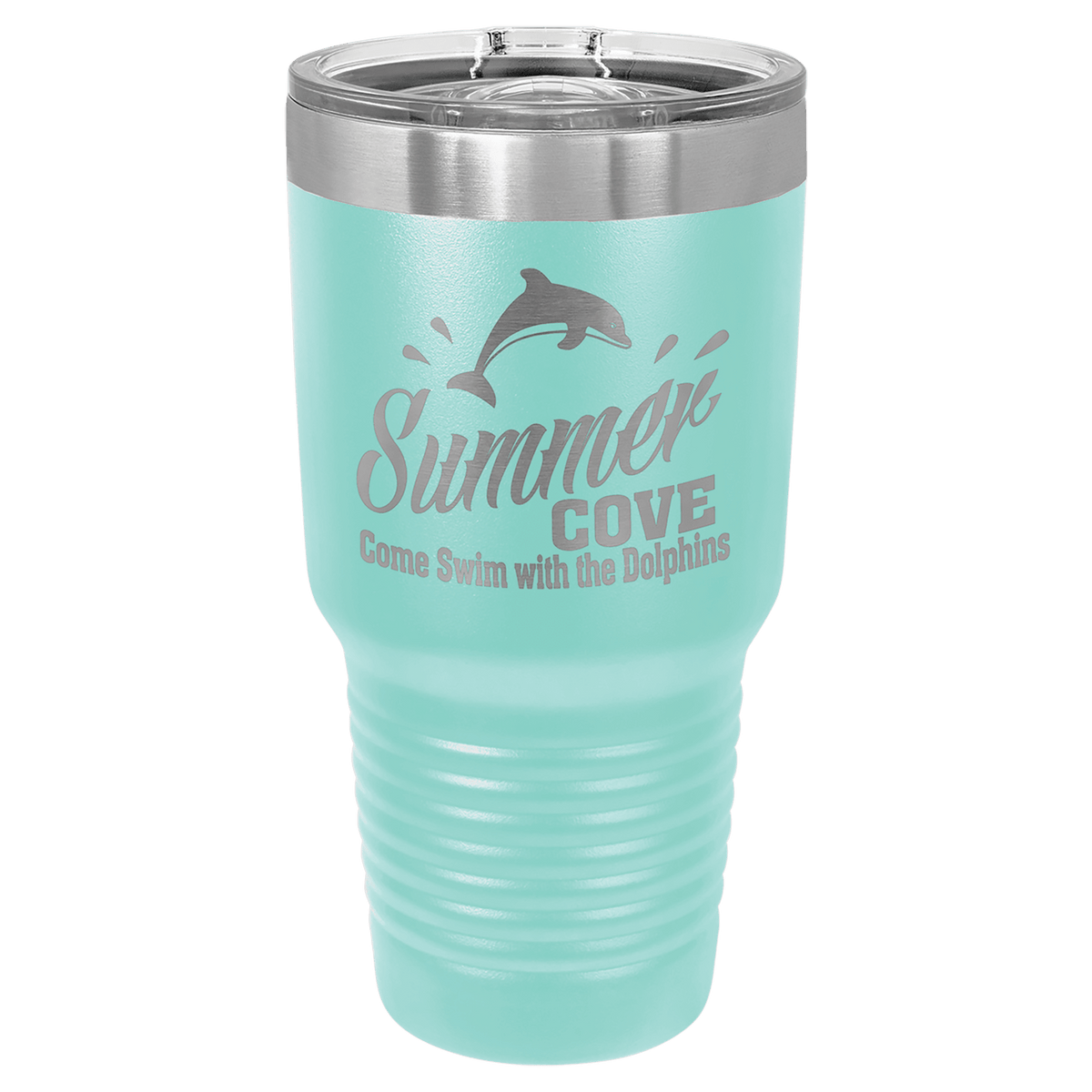 Personalized 30 oz. stainless steel ringneck tumbler with slider lid and custom engraved name or message