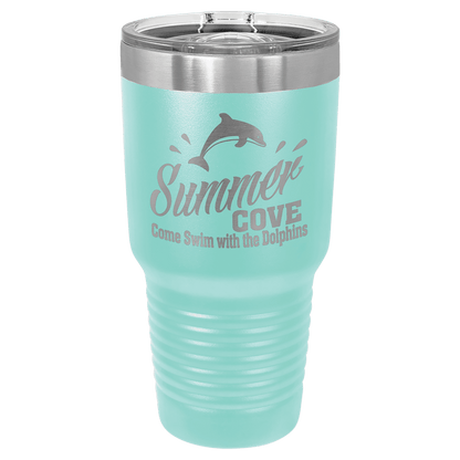 Personalized 30 oz. stainless steel ringneck tumbler with slider lid and custom engraved name or message