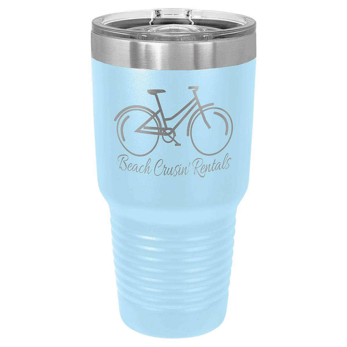 Personalized 30 oz. stainless steel ringneck tumbler with slider lid and custom engraved name or message