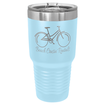 Personalized 30 oz. stainless steel ringneck tumbler with slider lid and custom engraved name or message