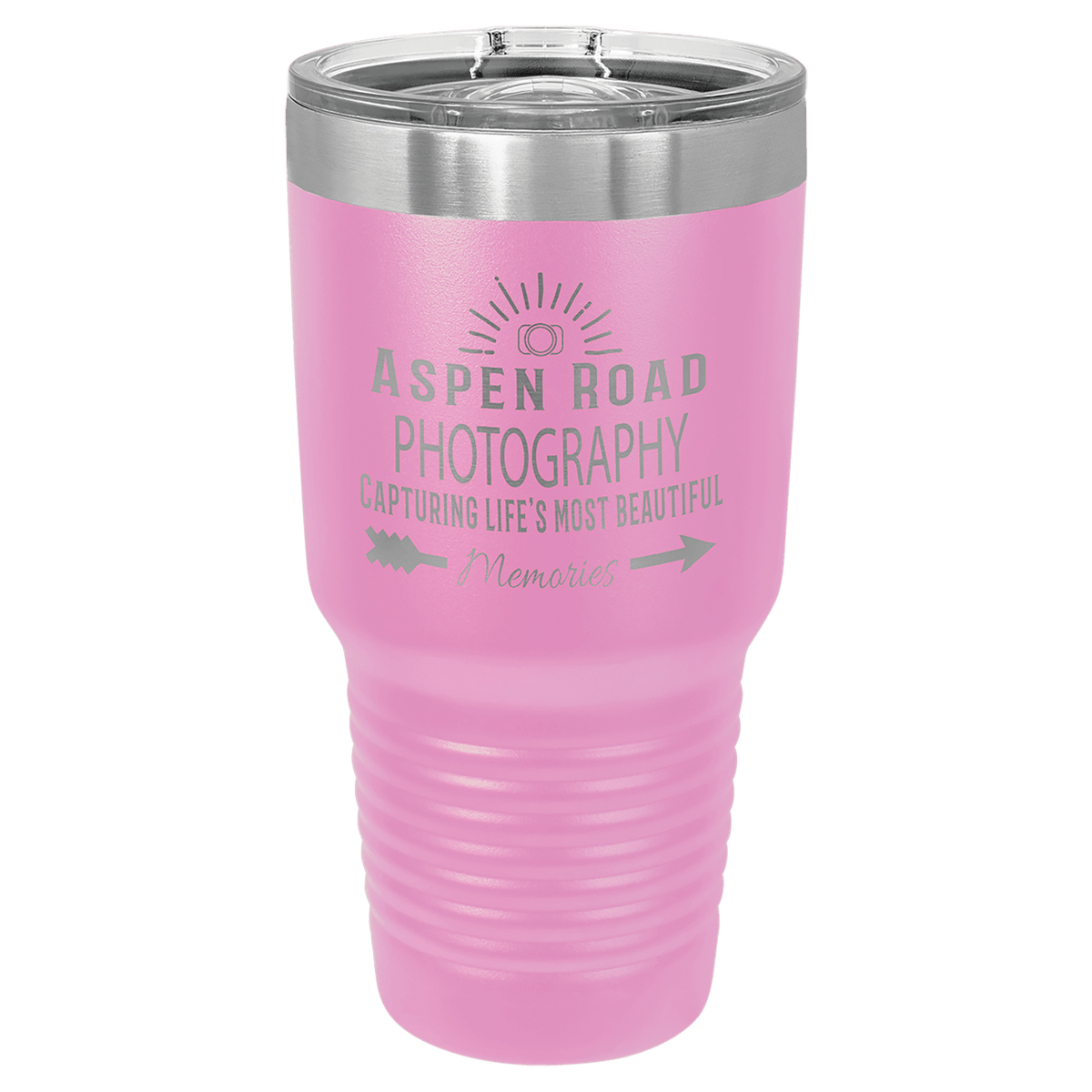 Personalized 30 oz. stainless steel ringneck tumbler with slider lid and custom engraved name or message