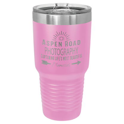 Personalized 30 oz. stainless steel ringneck tumbler with slider lid and custom engraved name or message