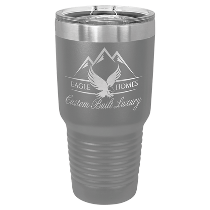 Personalized 30 oz. stainless steel ringneck tumbler with slider lid and custom engraved name or message
