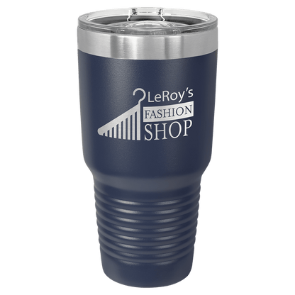 Personalized 30 oz. stainless steel ringneck tumbler with slider lid and custom engraved name or message