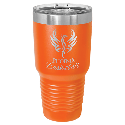 Personalized 30 oz. stainless steel ringneck tumbler with slider lid and custom engraved name or message