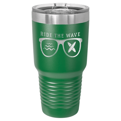 Personalized 30 oz. stainless steel ringneck tumbler with slider lid and custom engraved name or message