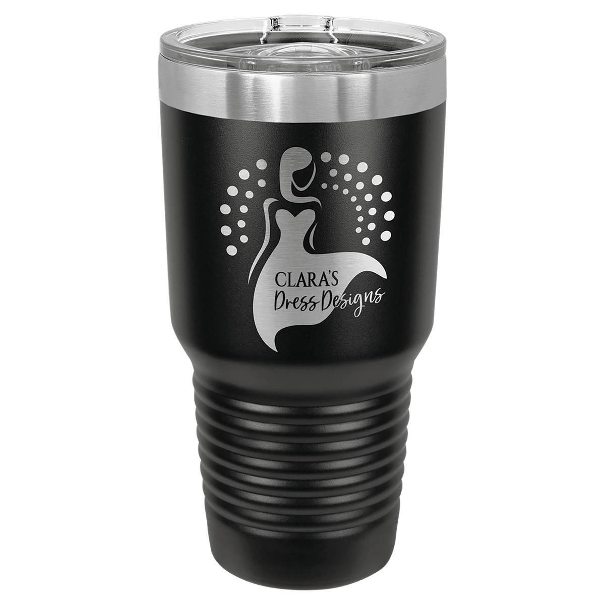 Personalized 30 oz. stainless steel ringneck tumbler with slider lid and custom engraved name or message