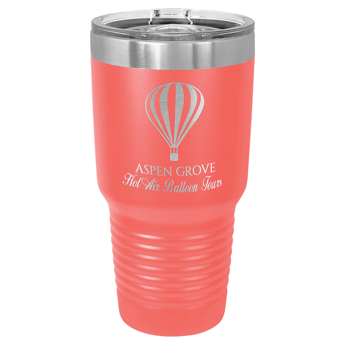 Personalized 30 oz. stainless steel ringneck tumbler with slider lid and custom engraved name or message