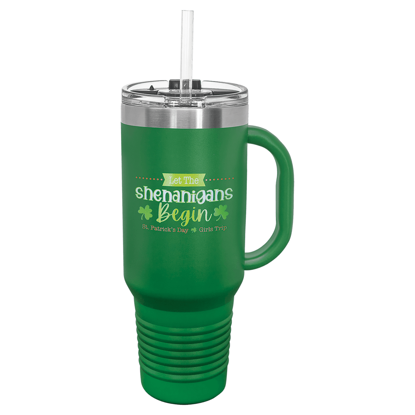 Polar Camel 40 oz. Green Travel Mug with Handle, Straw Included