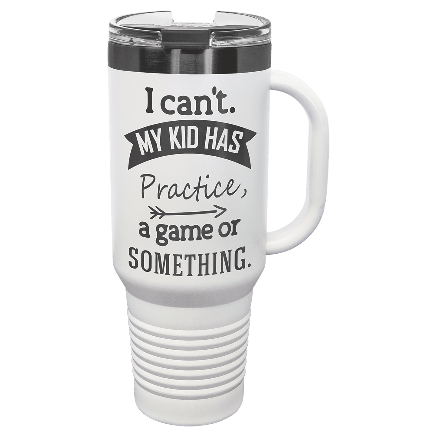 Polar Camel 40 oz. White/Ghost Black ION-Plated Travel Mug with Handle, Straw Included