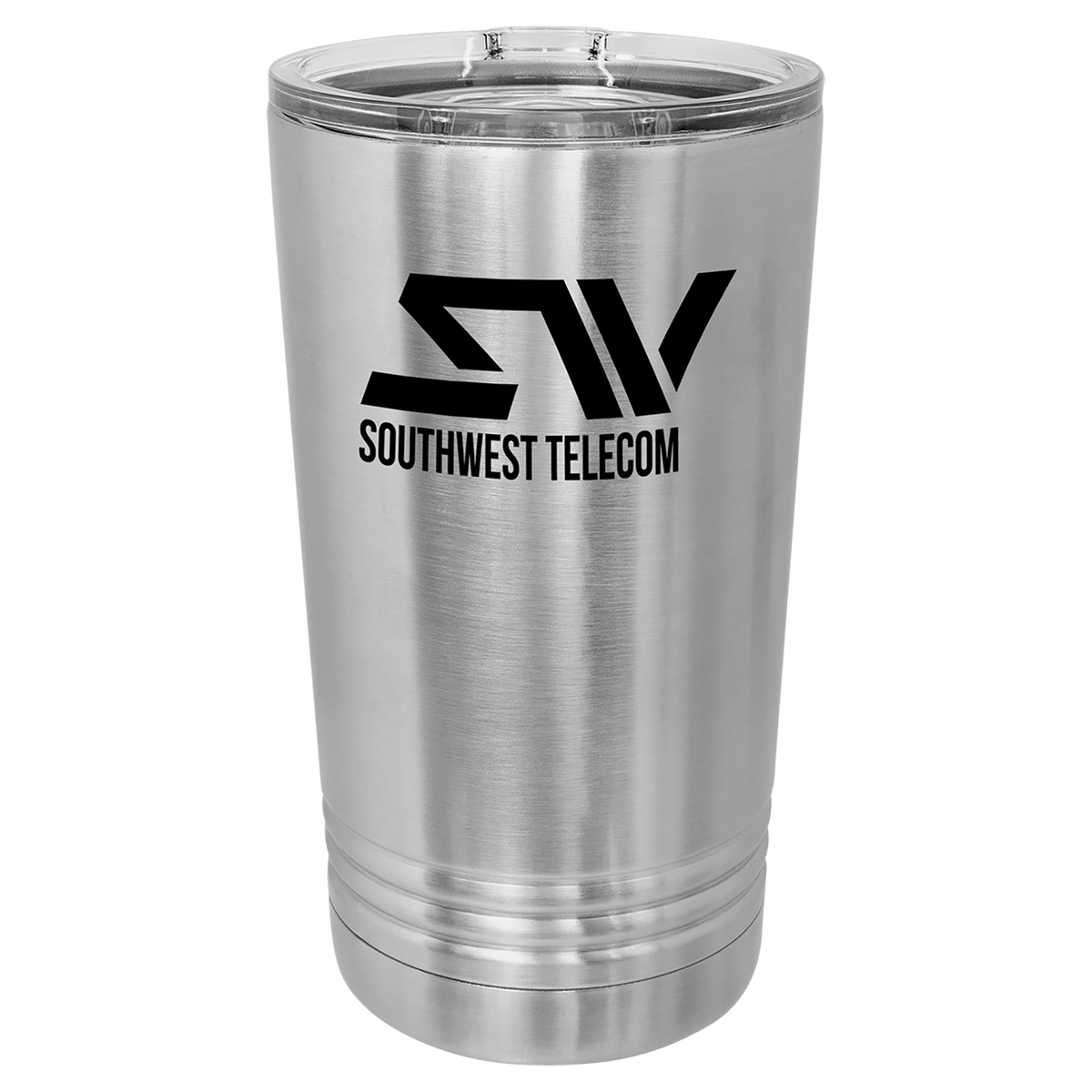 Personalized 16 oz. insulated stainless steel pint with slider lid and custom engraved name or design