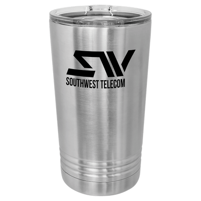 Personalized 16 oz. insulated stainless steel pint with slider lid and custom engraved name or design