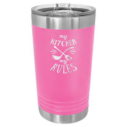 Personalized 16 oz. insulated stainless steel pint with slider lid and custom engraved name or design