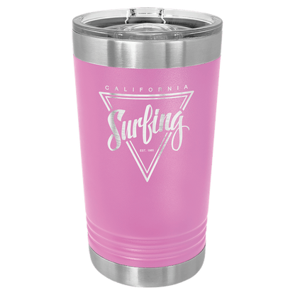 Personalized 16 oz. insulated stainless steel pint with slider lid and custom engraved name or design