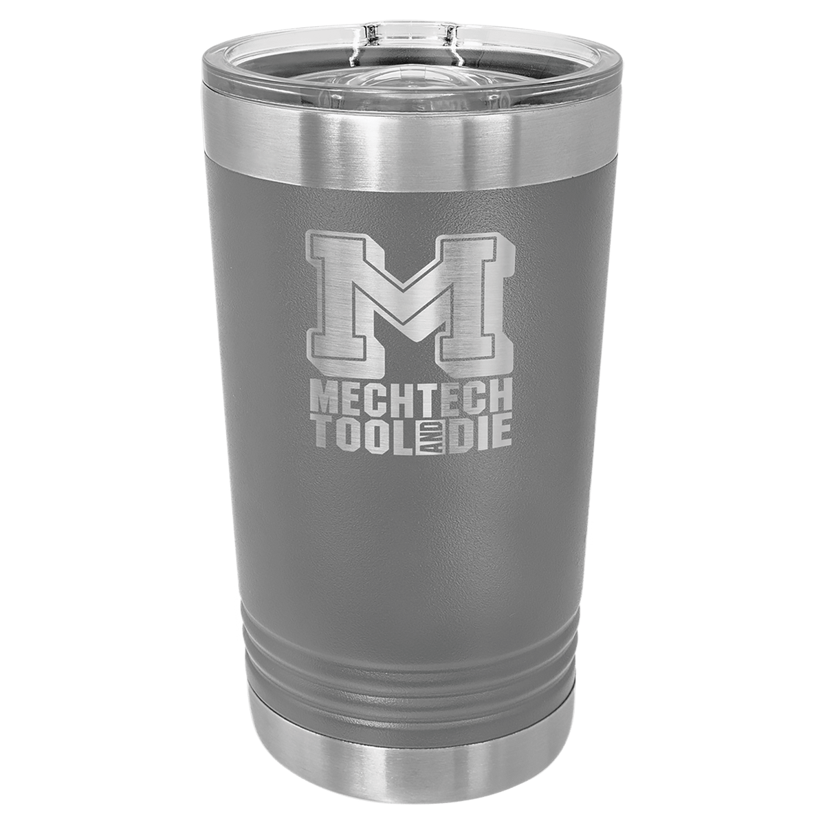 Personalized 16 oz. insulated stainless steel pint with slider lid and custom engraved name or design